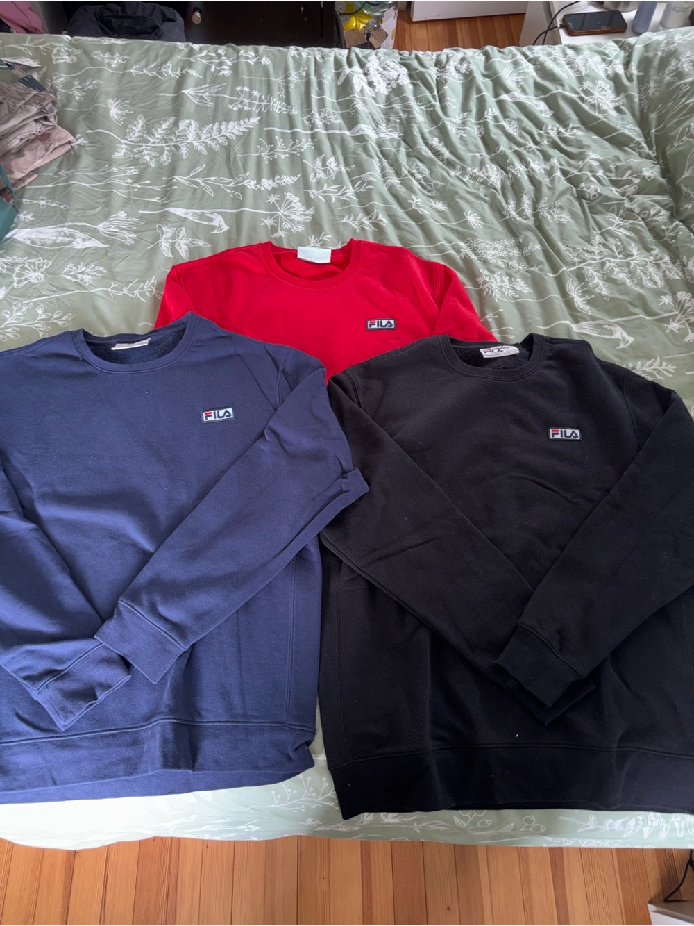 Vintage FILA Crewneck Sweatshirt Long Sleeve Lot of 3 Navy Red & Black
